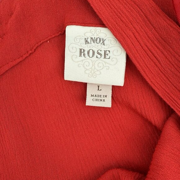 Knox Rose Red Tiered Boho Peasant Long Sleeveless Maxi Dress Large Flowy Bright - Picture 8 of 9